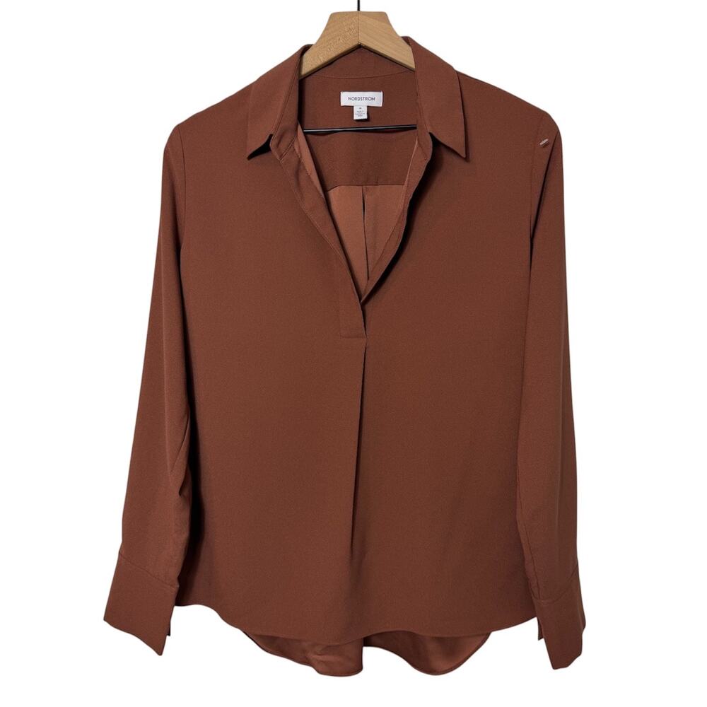 Nordstrom Brown Dressy Blouse Women's Medium